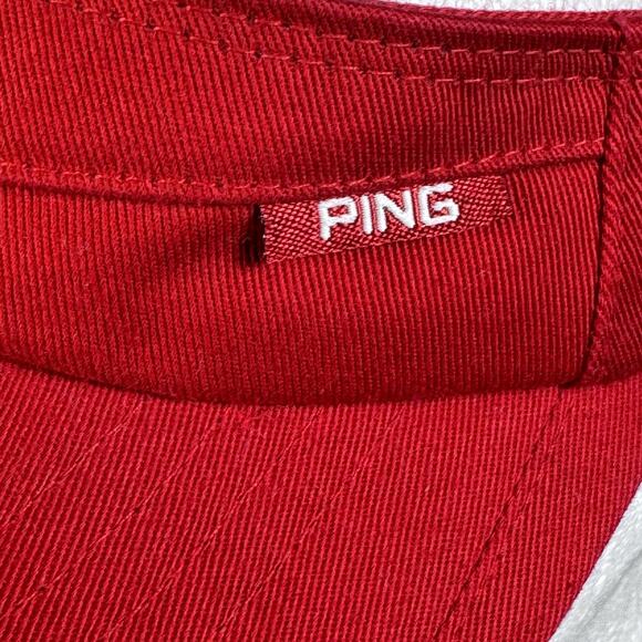 PING Hat Visor Strap Back Mens One Size Red Golf Sun Embroidered Pingman - Picture 4 of 11